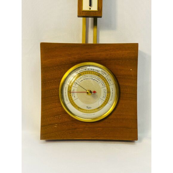 Vintage MCM Taylor Barometer Thermometer Art Deco WORKS - Picture 2 of 11